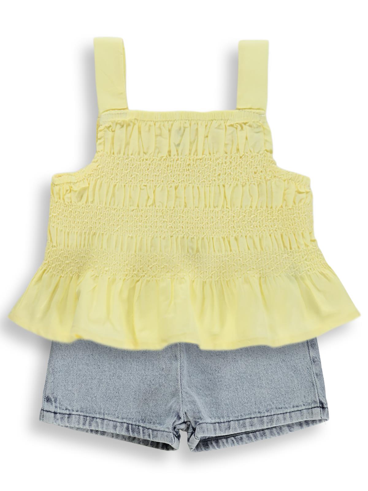 Civil Baby Denim Şortlu Askılı 6-18 Ay Takım - Sarı