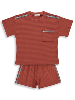 Civil Boys Şerit Parçalı Şortlu 2-5 Yaş Takım - Turuncu