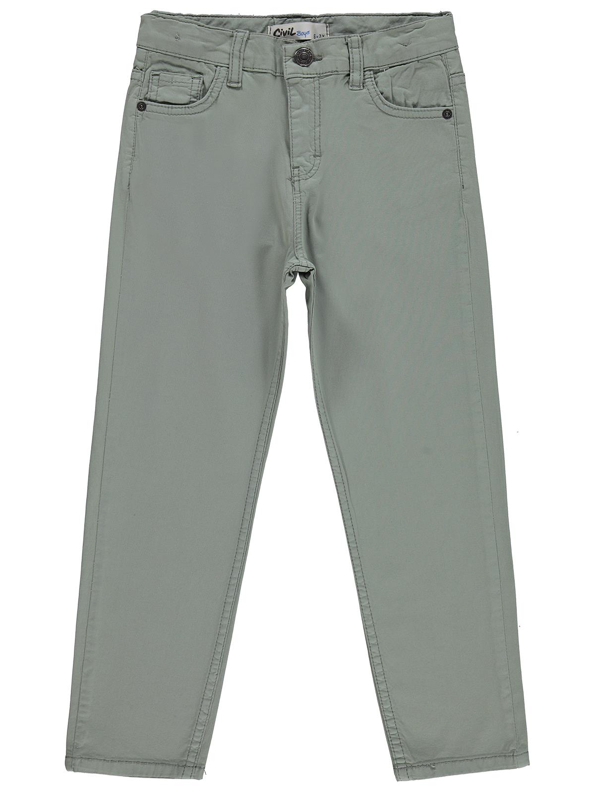 Civil Erkek Çocuk 5 Cep Basic Pantolon | Gabardin | Okul Kreş ve Günlük Kullanım - Yeşil