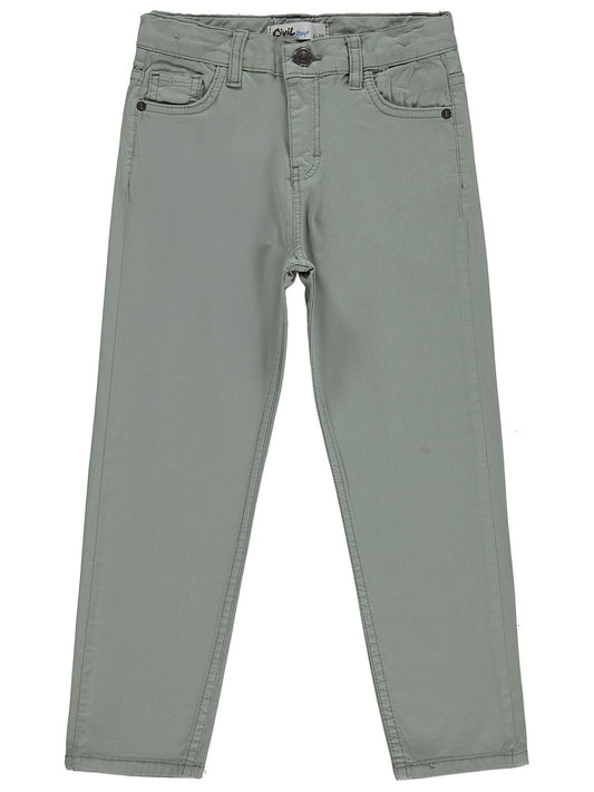 Civil Erkek Çocuk 5 Cep Basic Pantolon | Gabardin | Okul Kreş ve Günlük Kullanım - Yeşil