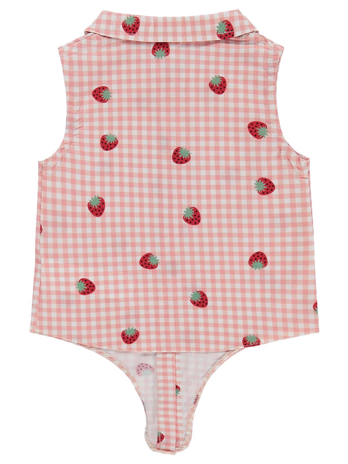 Civil Baby Puanlı Çizgli Empirme 6-18 Ay Gömlek - Pembe