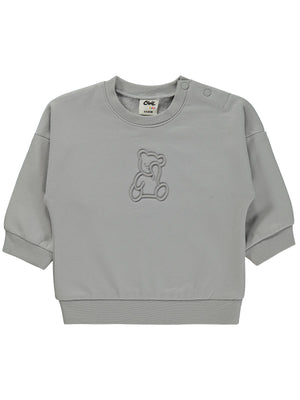 Civil Baby Teddy Baskılı 6-18 Ay Sweatshirt - Gri