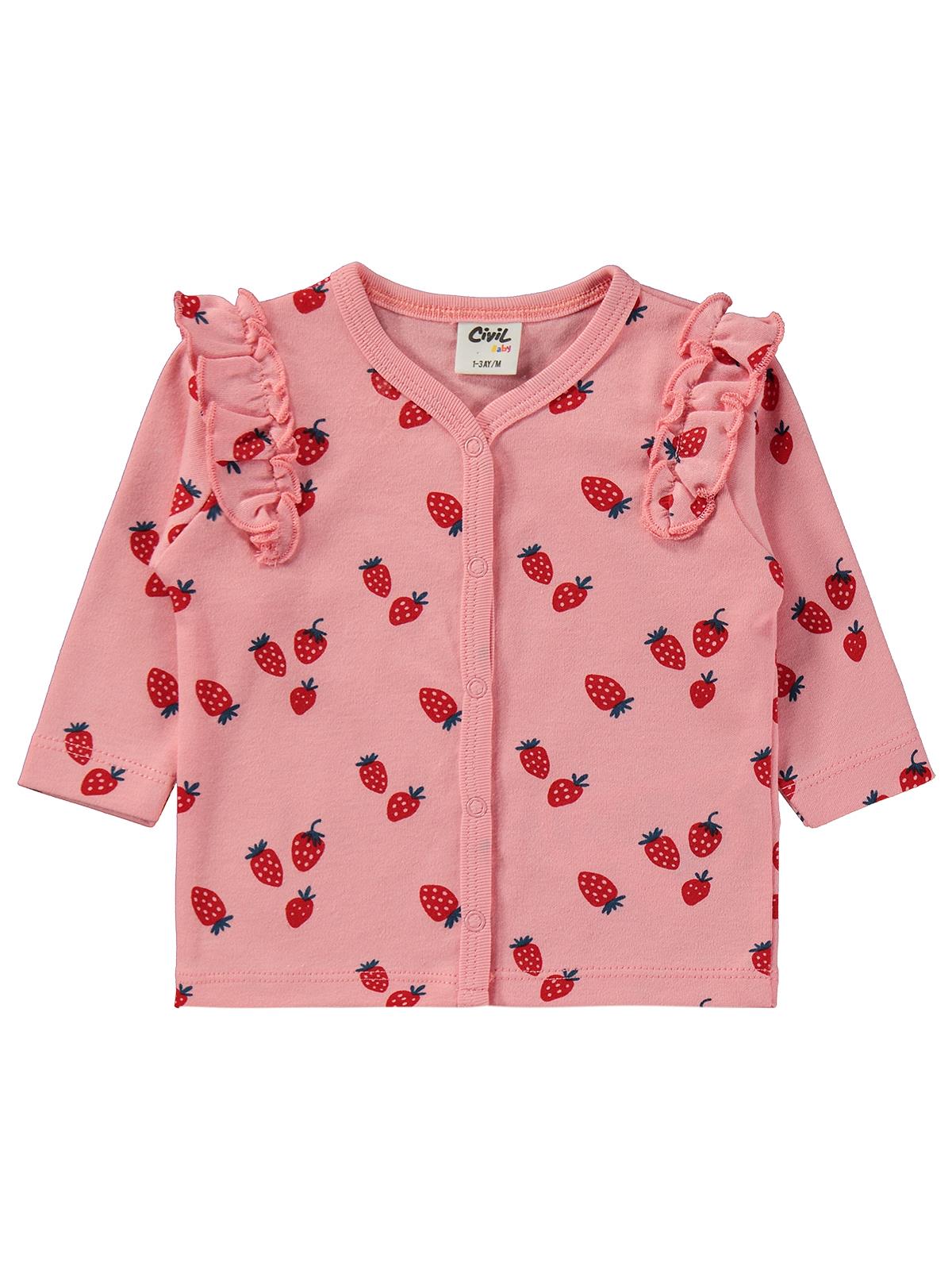 Civil Baby Çilek Empirme 1-9 Ay Pijama Takımı - Pembe