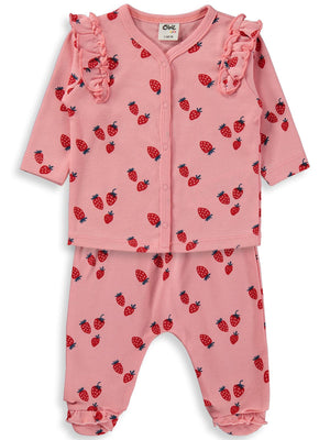 Civil Baby Çilek Empirme 1-9 Ay Pijama Takımı - Pembe