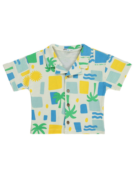 Civil Boys Güneş Palmiye Empirme 2-5 Yaş Gömlek - Ekru