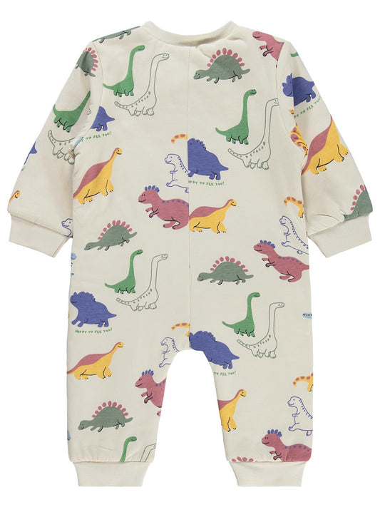 Civil Baby Dino Baskılı | Pamuklu Süprem | Uzun Kollu Bisiklet Yaka | 1.6 TOG Uyku Tulumu - Bej