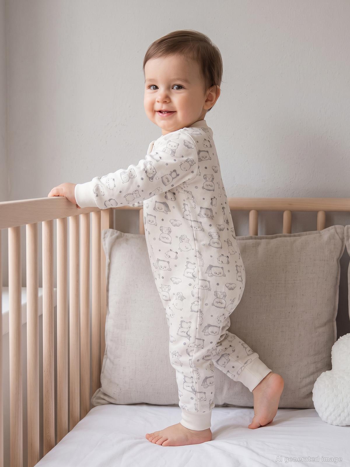 Civil Baby Ayıcık Baskılı | 1.6 TOG Uyku Tulumu| Pamuklu Süprem | Uzun Kollu Bisiklet Yaka - Bej