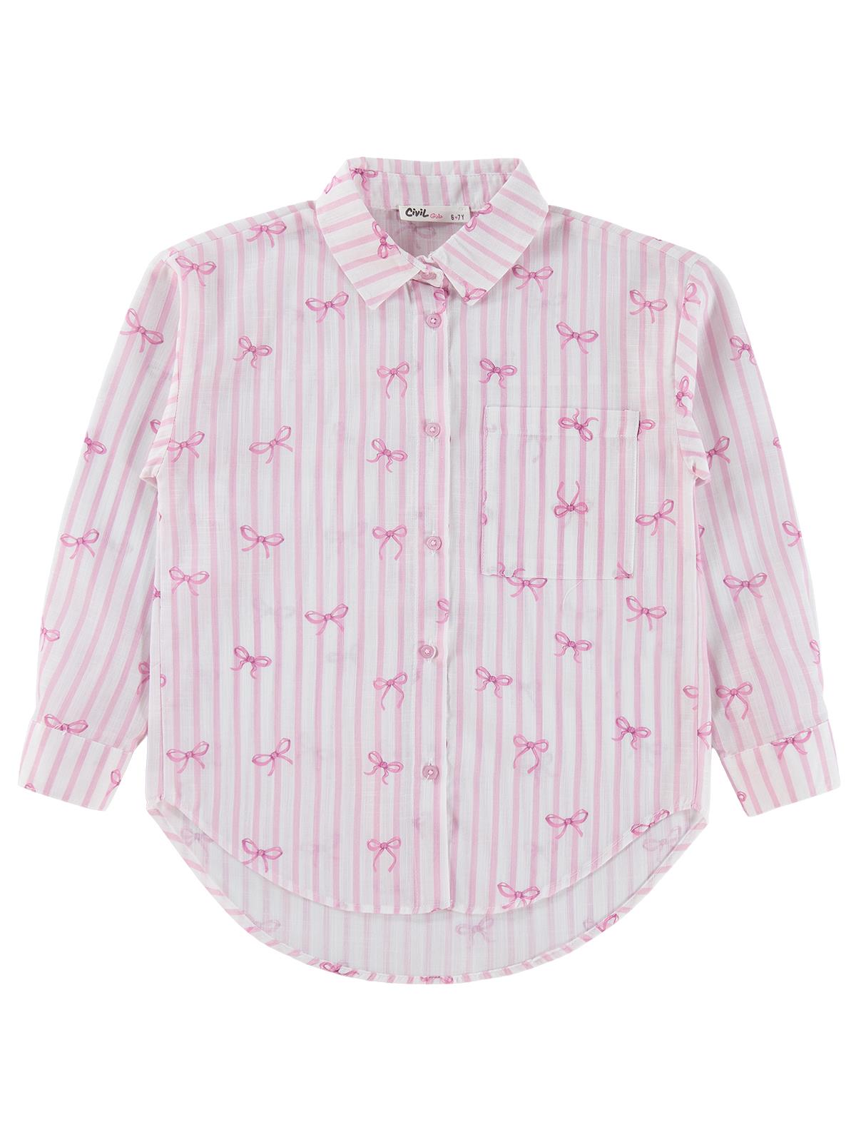 Civil Girls Fiyonk Baskılı 10-13 Yaş Gömlek - Pembe