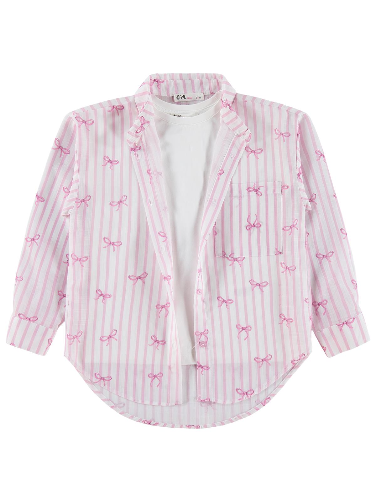 Civil Girls Fiyonk Baskılı 10-13 Yaş Gömlek - Pembe