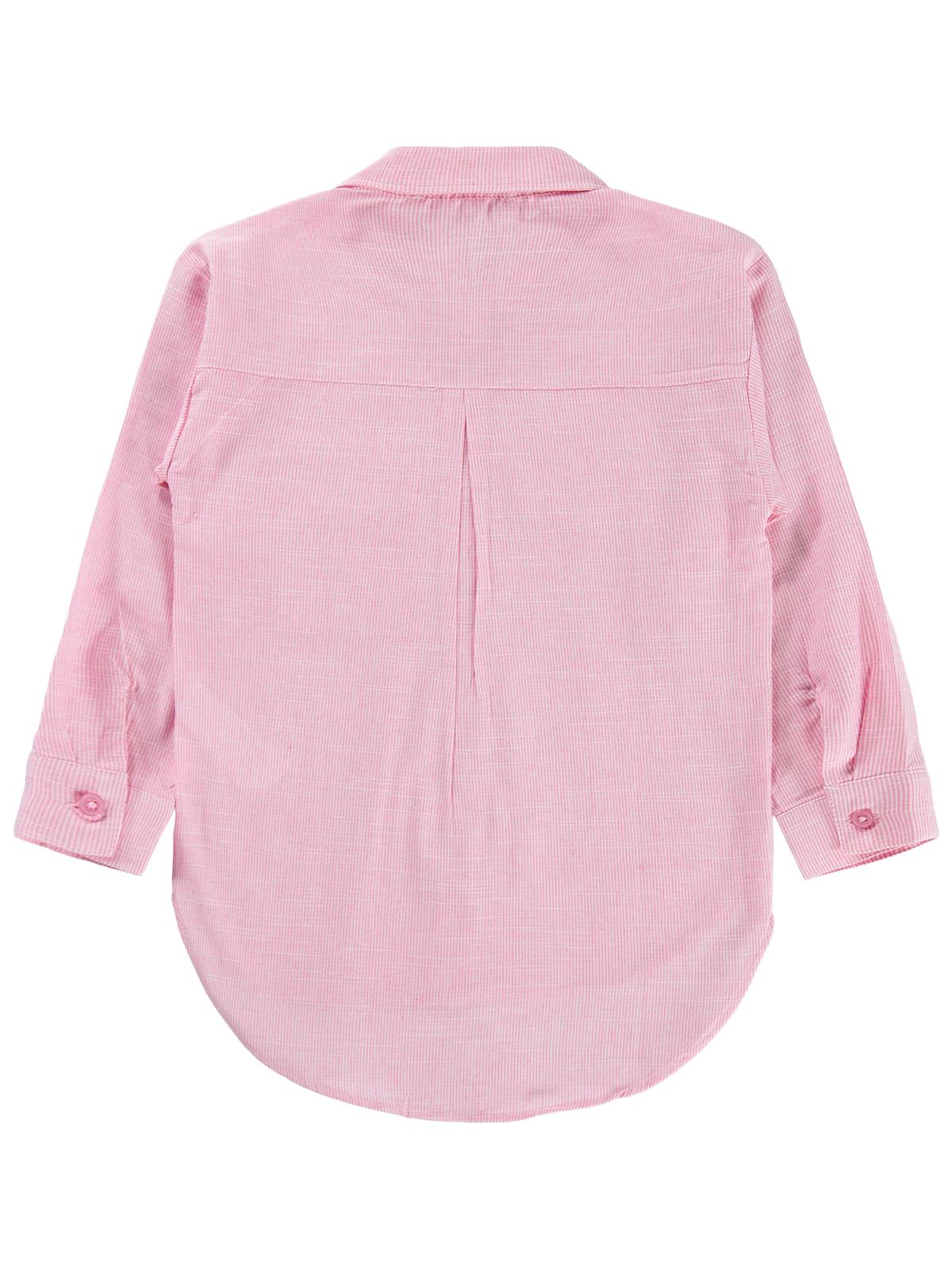 Civil Girls Çift Cepli Çizgili 10-13 Yaş Gömlek - Pembe
