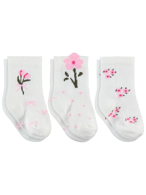 Civil Baby 3D Çiçek Desen 3'lü 6-18 Ay Bebek Kız Çorap Set