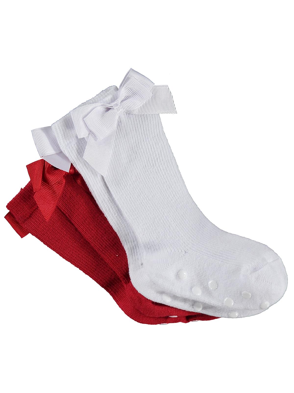 Civil Baby Fiyonk Aksesuarlı Kaydırmaz 2'li 6-18 Ay Bebek Kız Çorap Set
