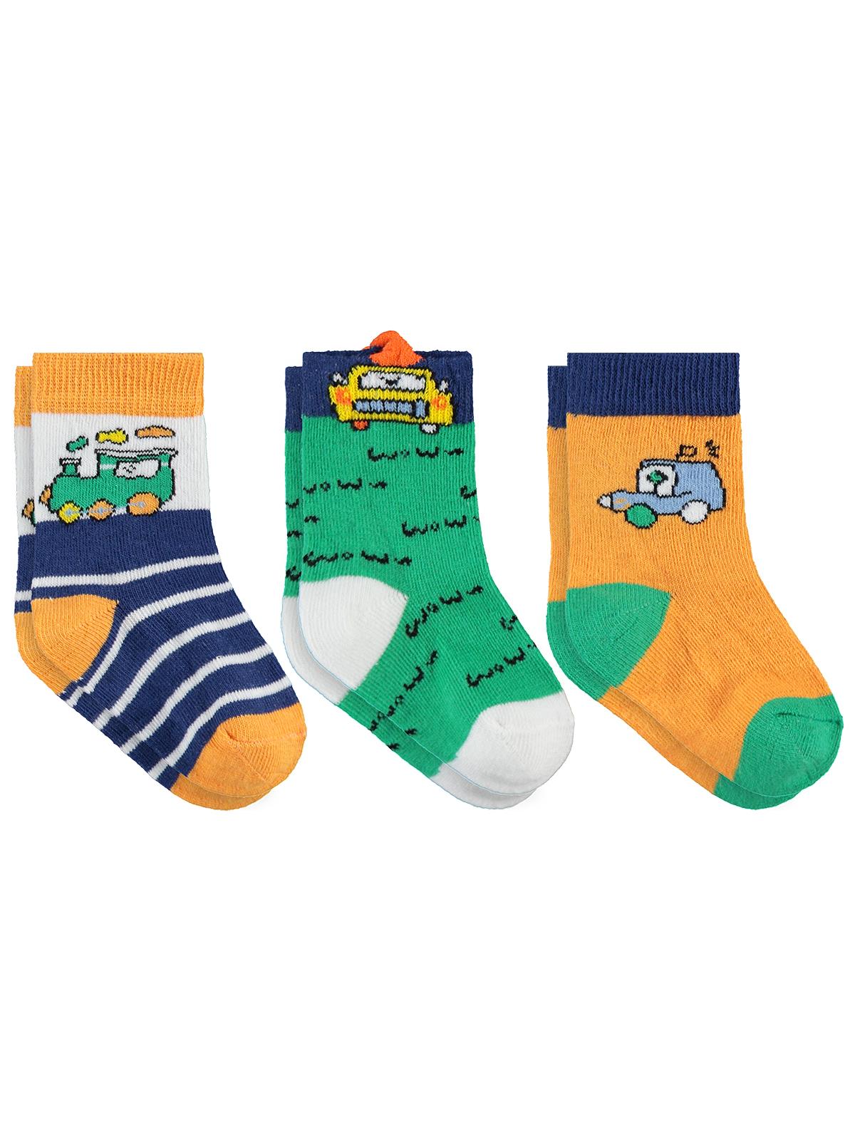 Civil Baby 3D Araç 3'lü 6-18 Ay Bebek Erkek Çorap Set