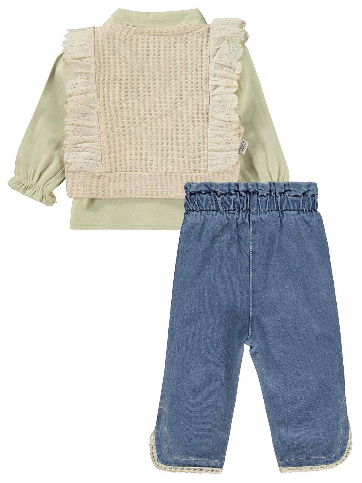 Kumru Fırfır Süeterli 3 Lü Kot 6-18 Ay Takım - Yeşil