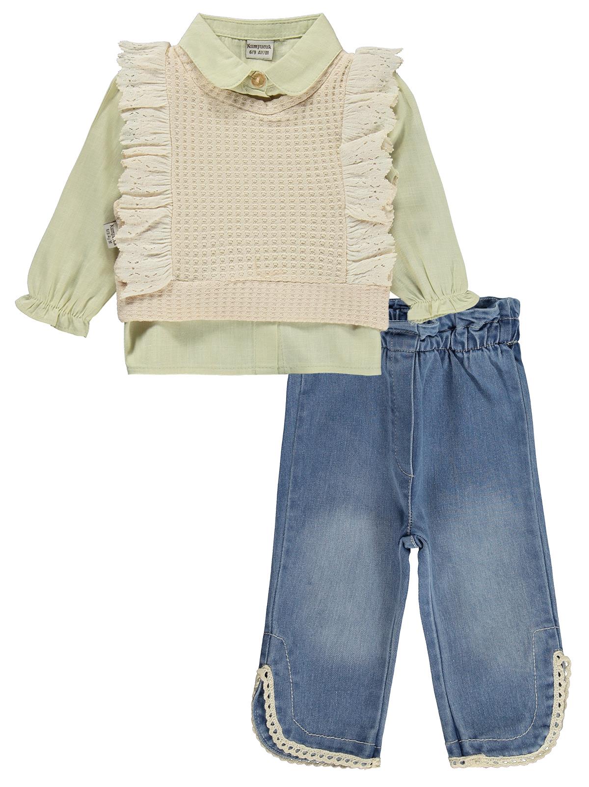 Kumru Fırfır Süeterli 3 Lü Kot 6-18 Ay Takım - Yeşil