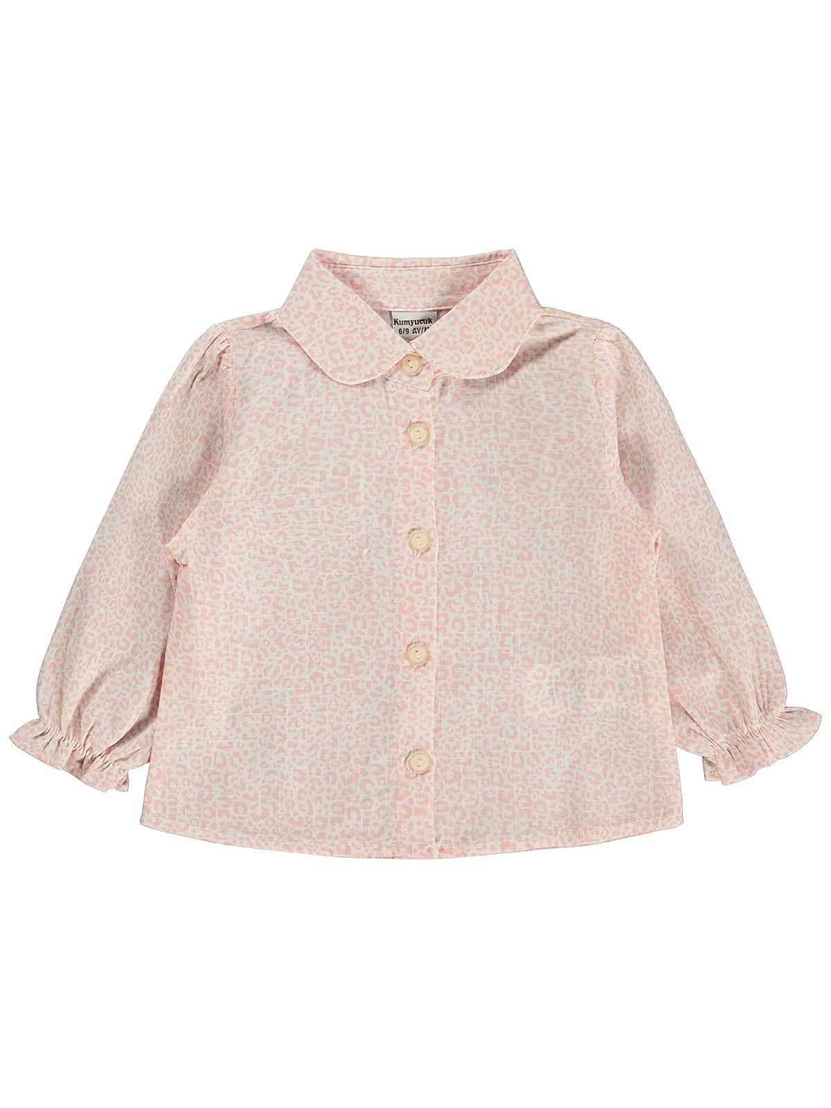 Kumru Leopar Gömlek Dantelli Hırka 3 Lü 6-18 Ay Takım - Pembe