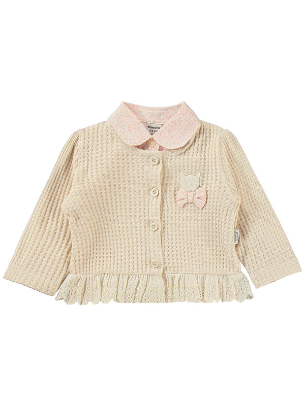 Kumru Leopar Gömlek Dantelli Hırka 3 Lü 6-18 Ay Takım - Pembe