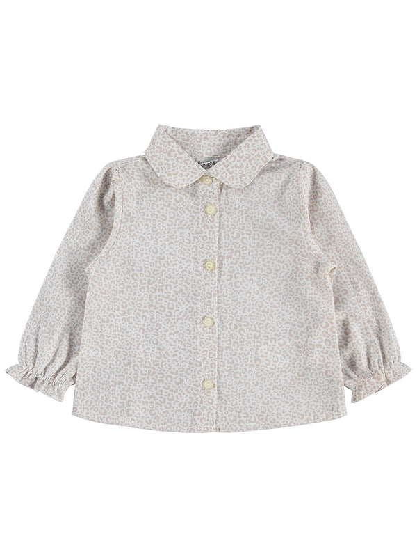 Kumru Leopar Gömlek Dantelli Hırka 3 Lü 6-18 Ay Takım - Bej