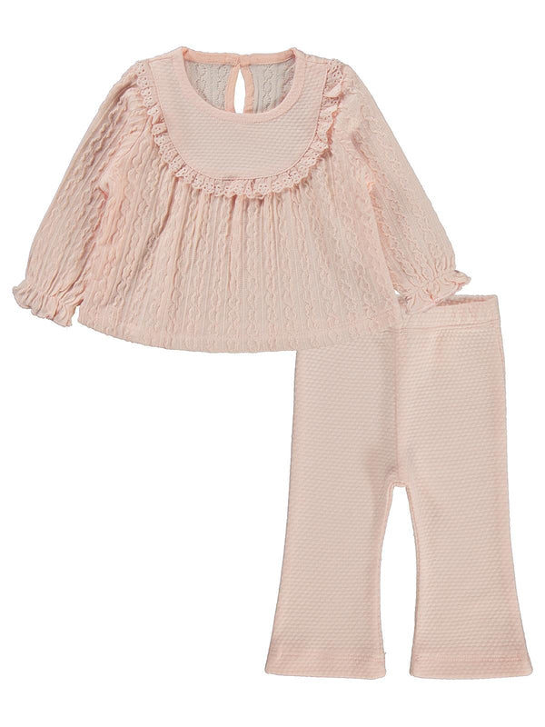 Kumru Zincir Desenli Fistolu 2 li 6-18 Ay Takım - Pembe