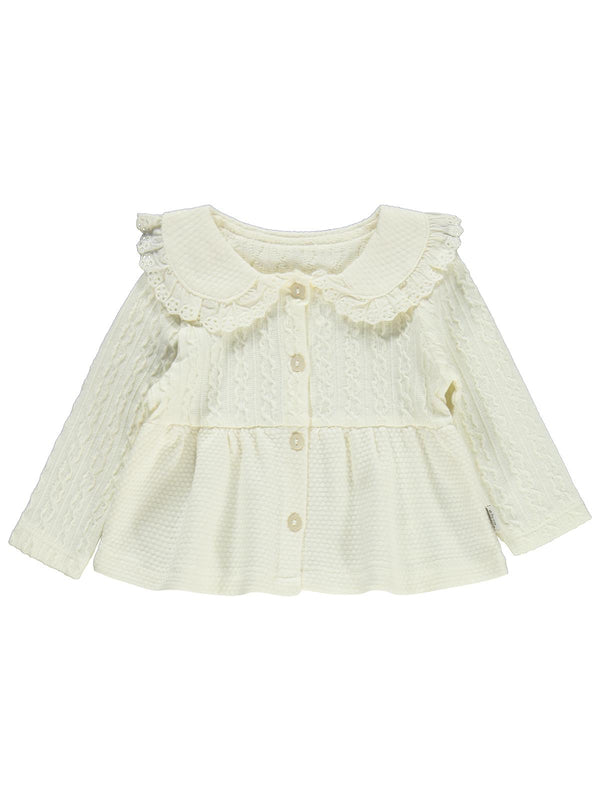 Kumru Yakası Fistolu Zincir Desenli 2 Li 6-18 Ay Takım - Ekru