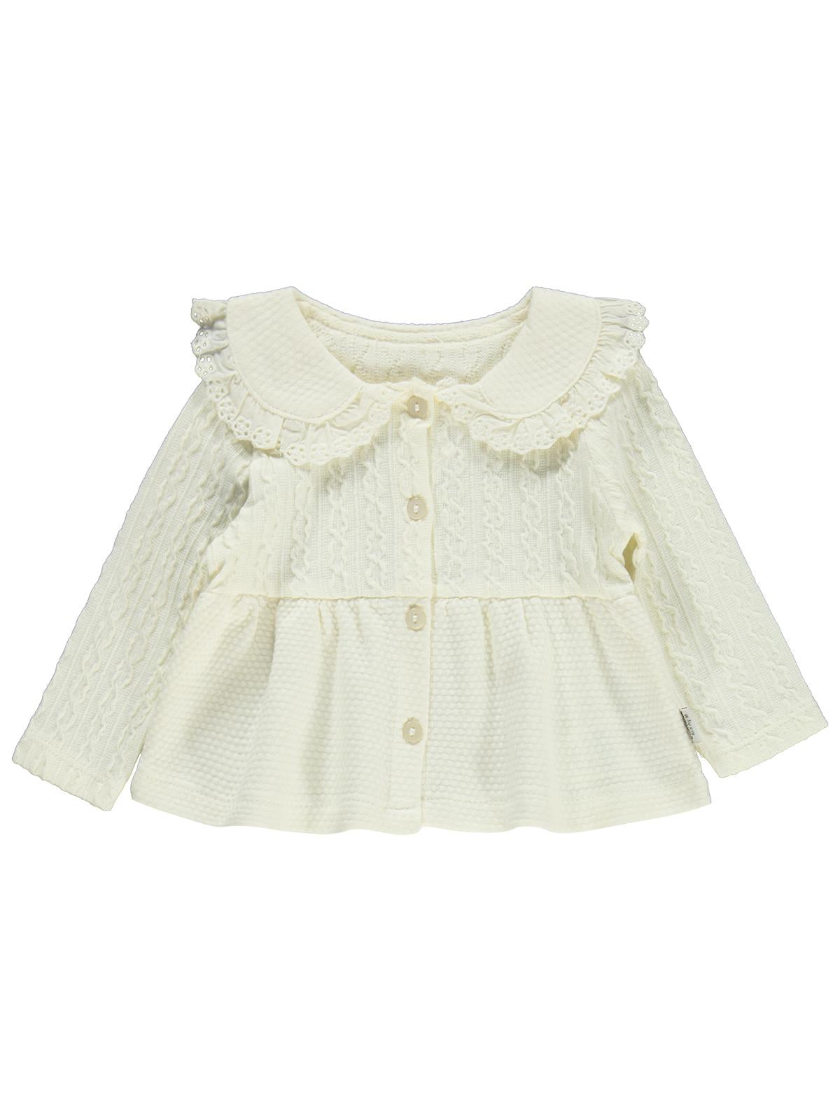 Kumru Yakası Fistolu Zincir Desenli 2 Li 6-18 Ay Takım - Ekru