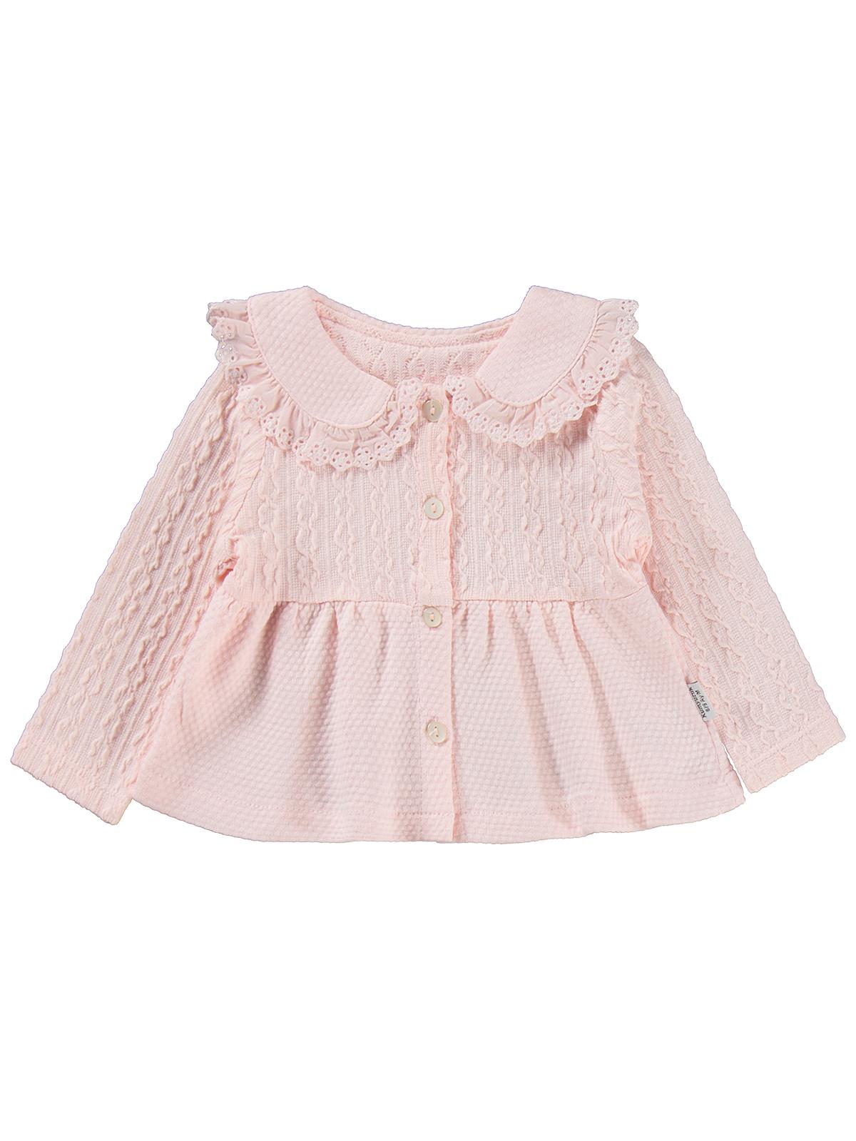 Kumru Yakası Fistolu Zincir Desenli 2 Li 6-18 Ay Takım - Pembe