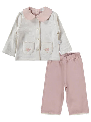 Kumru Bebek Yaka Hırkalı 3 Lü 6-18 Ay Takım - Pembe