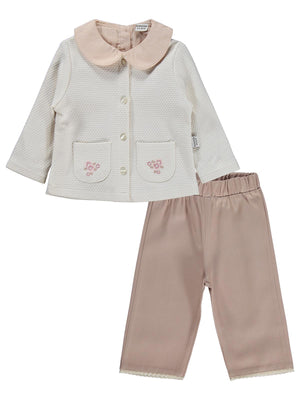 Kumru Bebek Yaka Hırkalı 3 Lü 6-18 Ay Takım - Bej