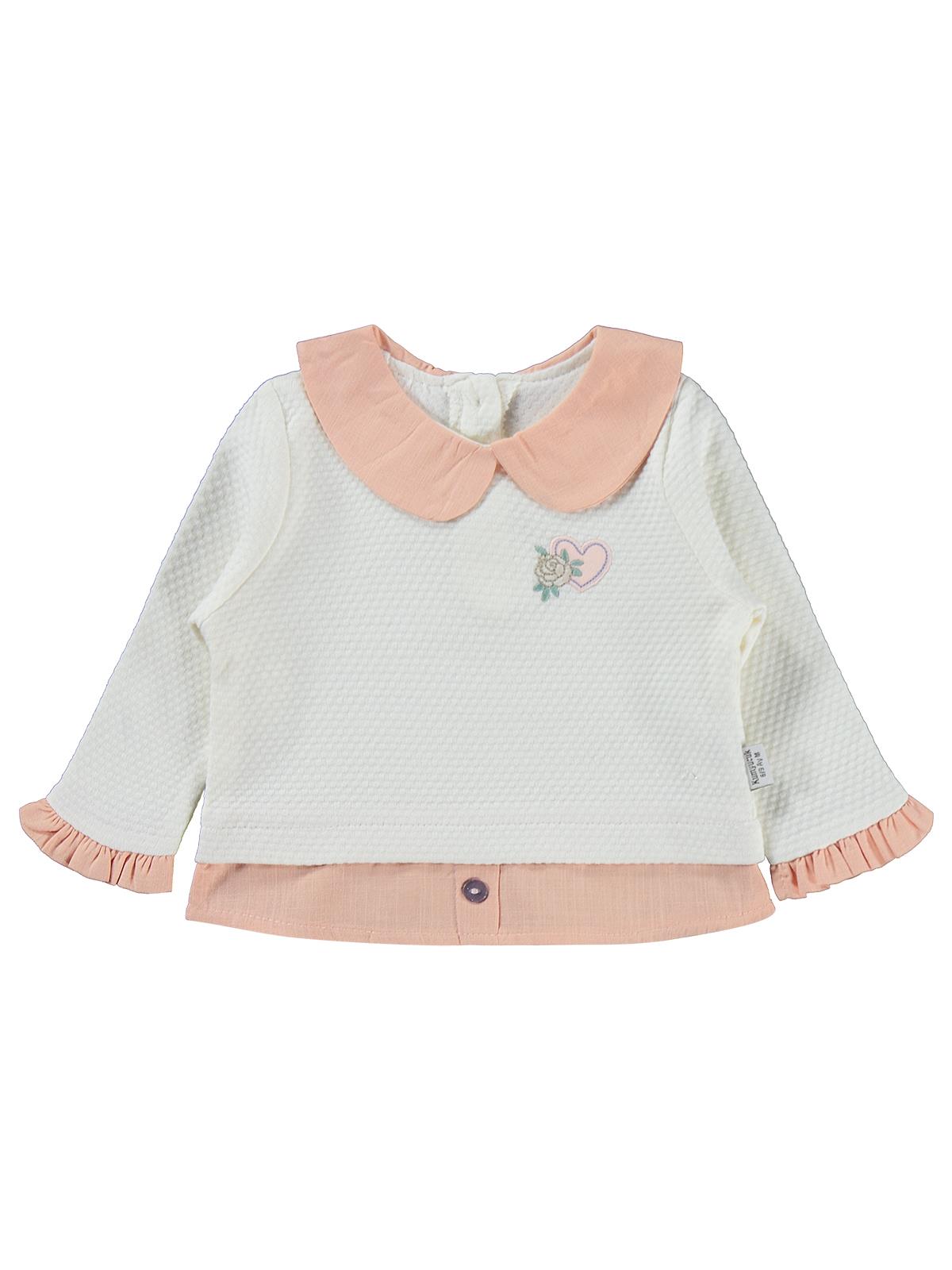 Kumru Kalp Nakışlı 2 Li Kot 6-18 Ay Takım - Ekru