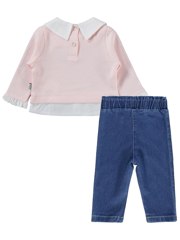 Kumru Kalp Nakışlı 2 Li Kot 6-18 Ay Takım - Pembe