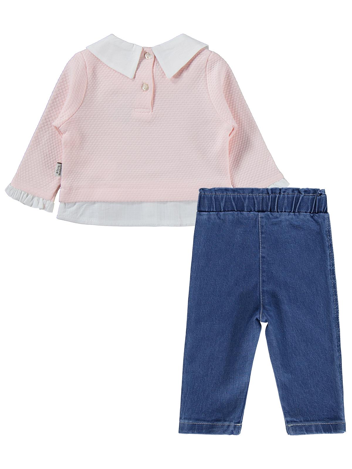 Kumru Kalp Nakışlı 2 Li Kot 6-18 Ay Takım - Pembe