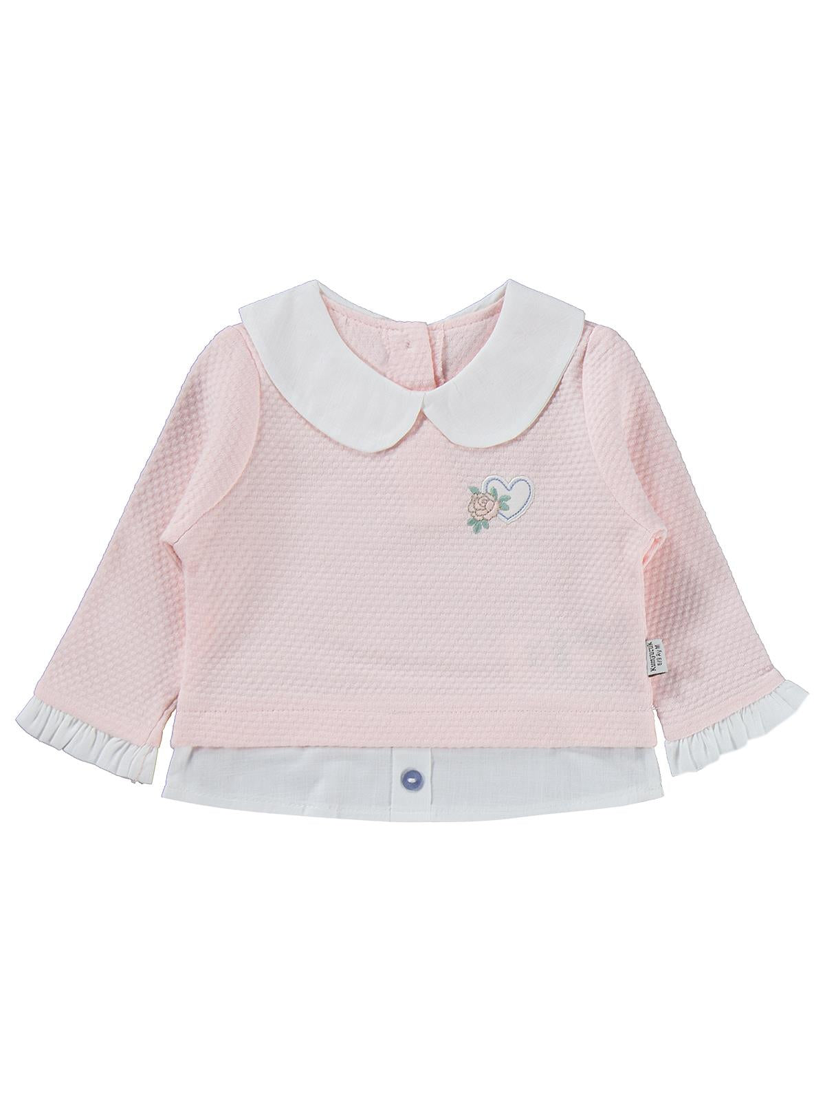 Kumru Kalp Nakışlı 2 Li Kot 6-18 Ay Takım - Pembe