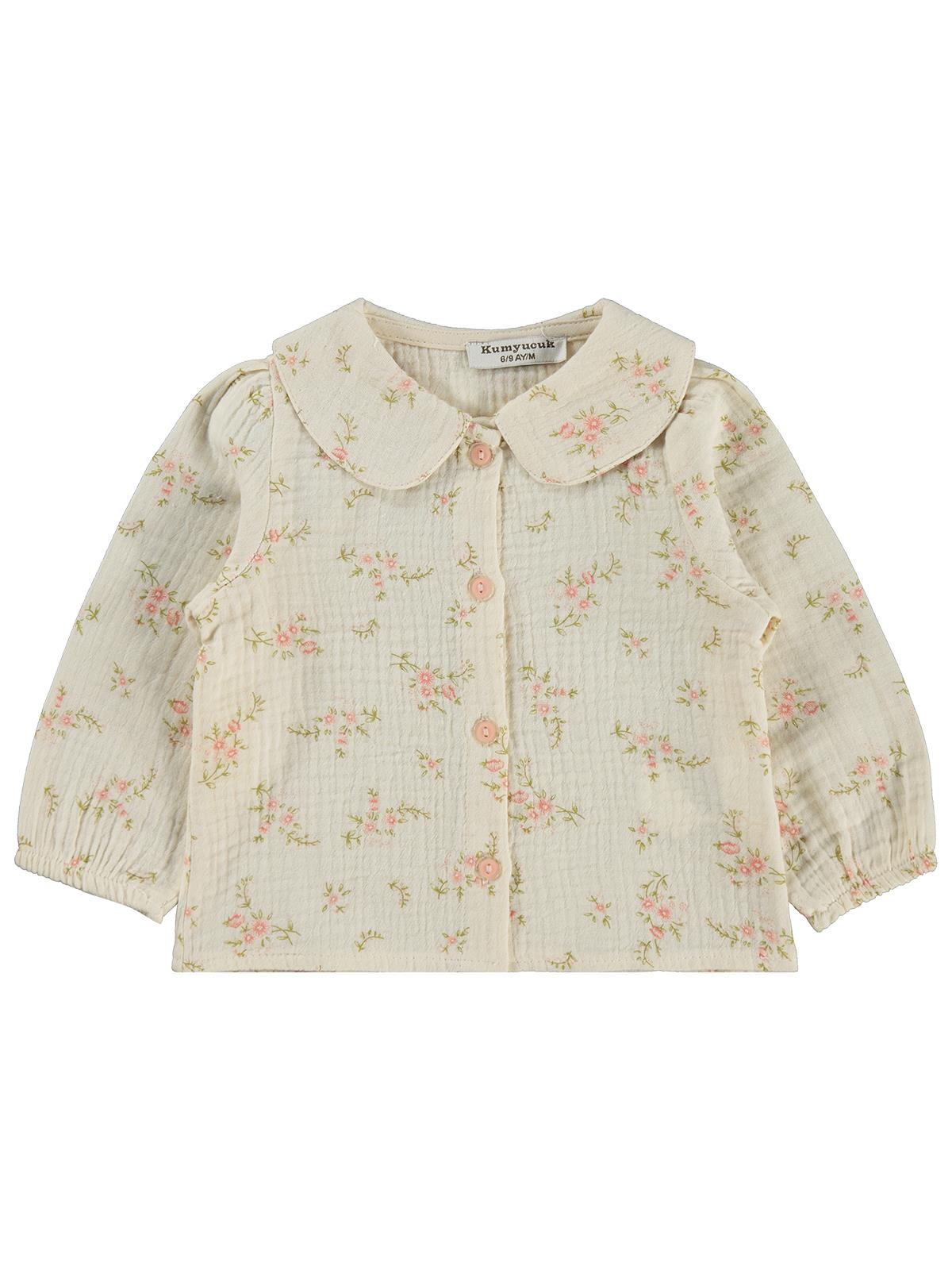 Lüks Kumru Müslin Gömlek Yelek 3 lü 6-18 Ay Takım - Bej