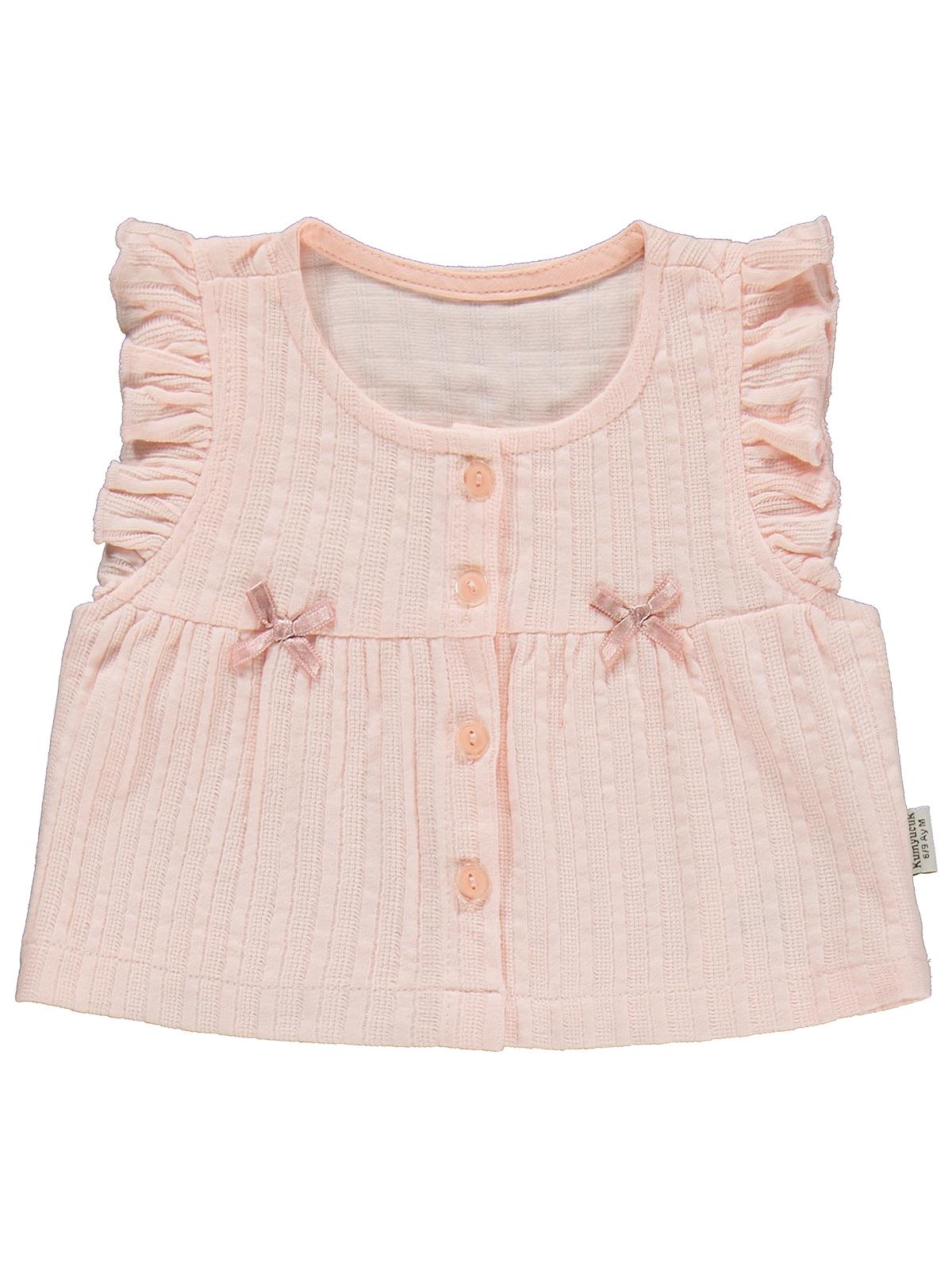 Lüks Kumru Müslin Gömlek Yelek 3 lü 6-18 Ay Takım - Pudra