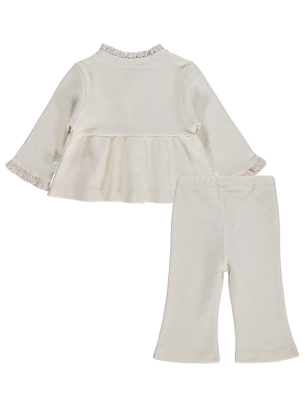 Lüks Kumru Kelebek Nakışlı 3 lü Hırkalı 6-18 Ay Takım - Bej