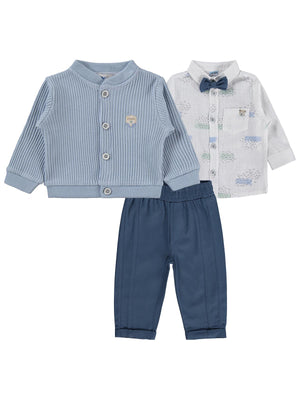 Kumru Papyonlu Hırka 3 Lü 6-18 Ay Takım - Beyaz