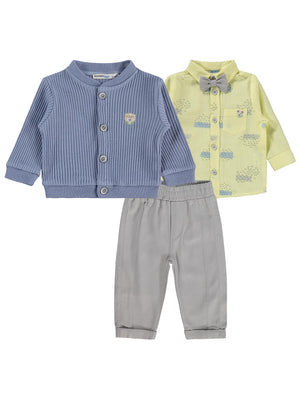 Kumru Papyonlu Hırka 3 Lü 6-18 Ay Takım - Sarı