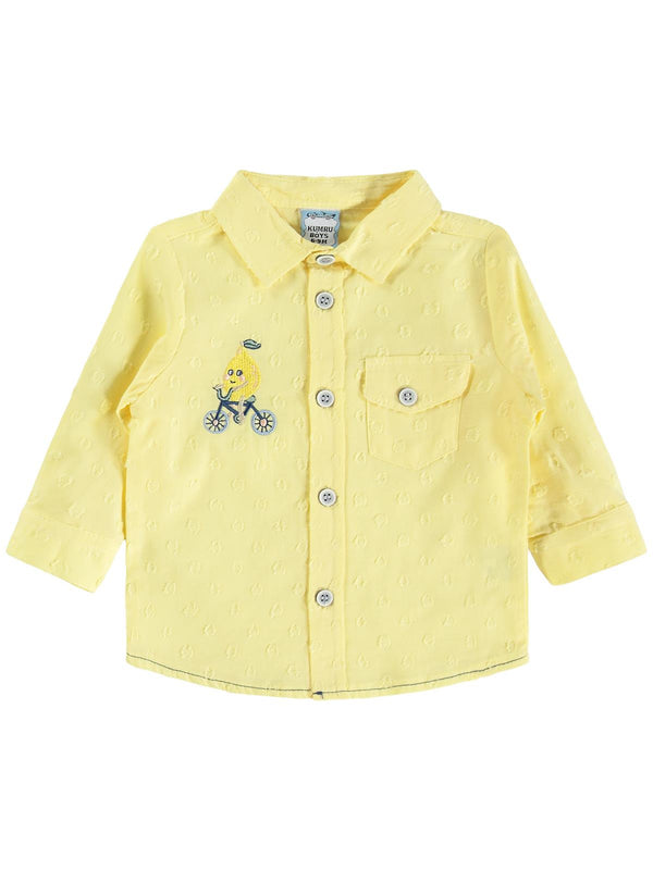 Kumru Hırka Nakışlı Gömlek Pantolon 6-18 Ay Takım - Sarı