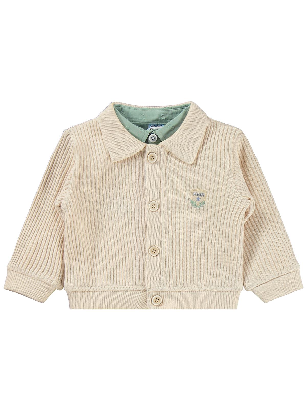 Lüks Kumru Tekstil Hırka Nakışlı Gömlek Pantolon 6-18 Ay Takım - Yeşil