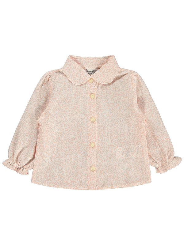 Kumru Leopar Gömlek Dantelli Hırka 3 Lü 6-18 Ay Takım - Pudra