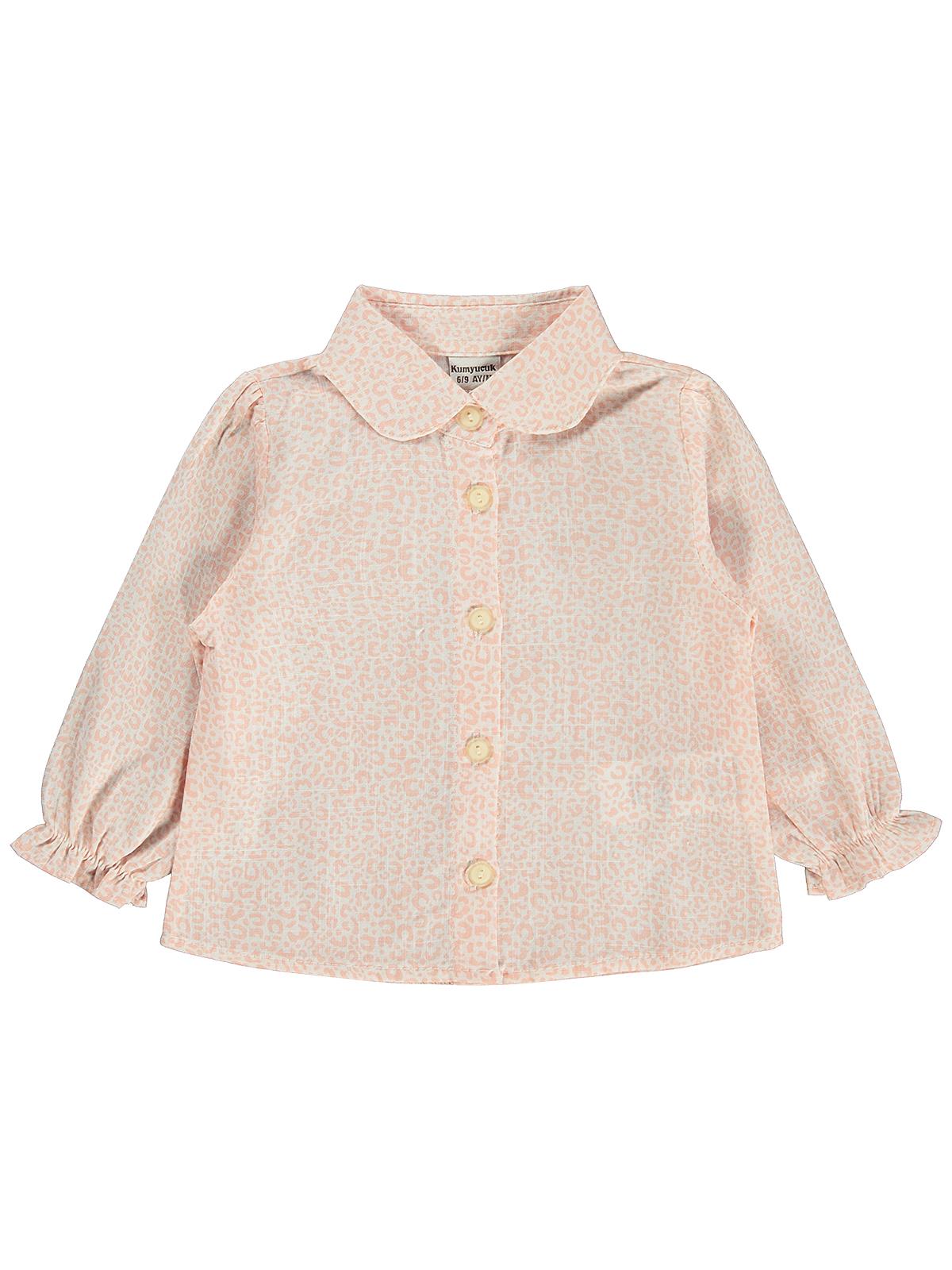 Kumru Leopar Gömlek Dantelli Hırka 3 Lü 6-18 Ay Takım - Pudra