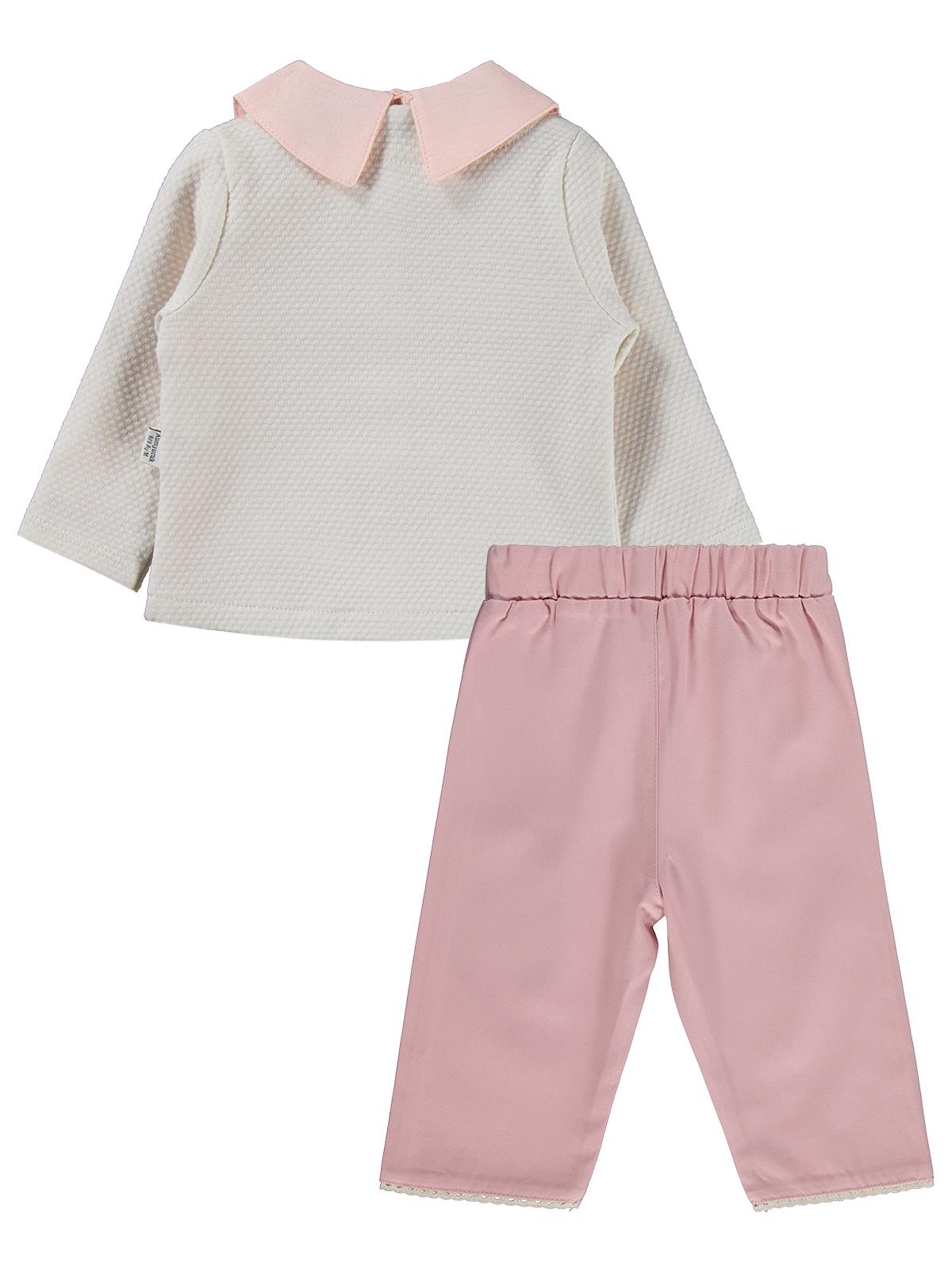 Kumru Bebek Yaka Hırkalı 3 Lü 6-18 Ay Takım - Pudra