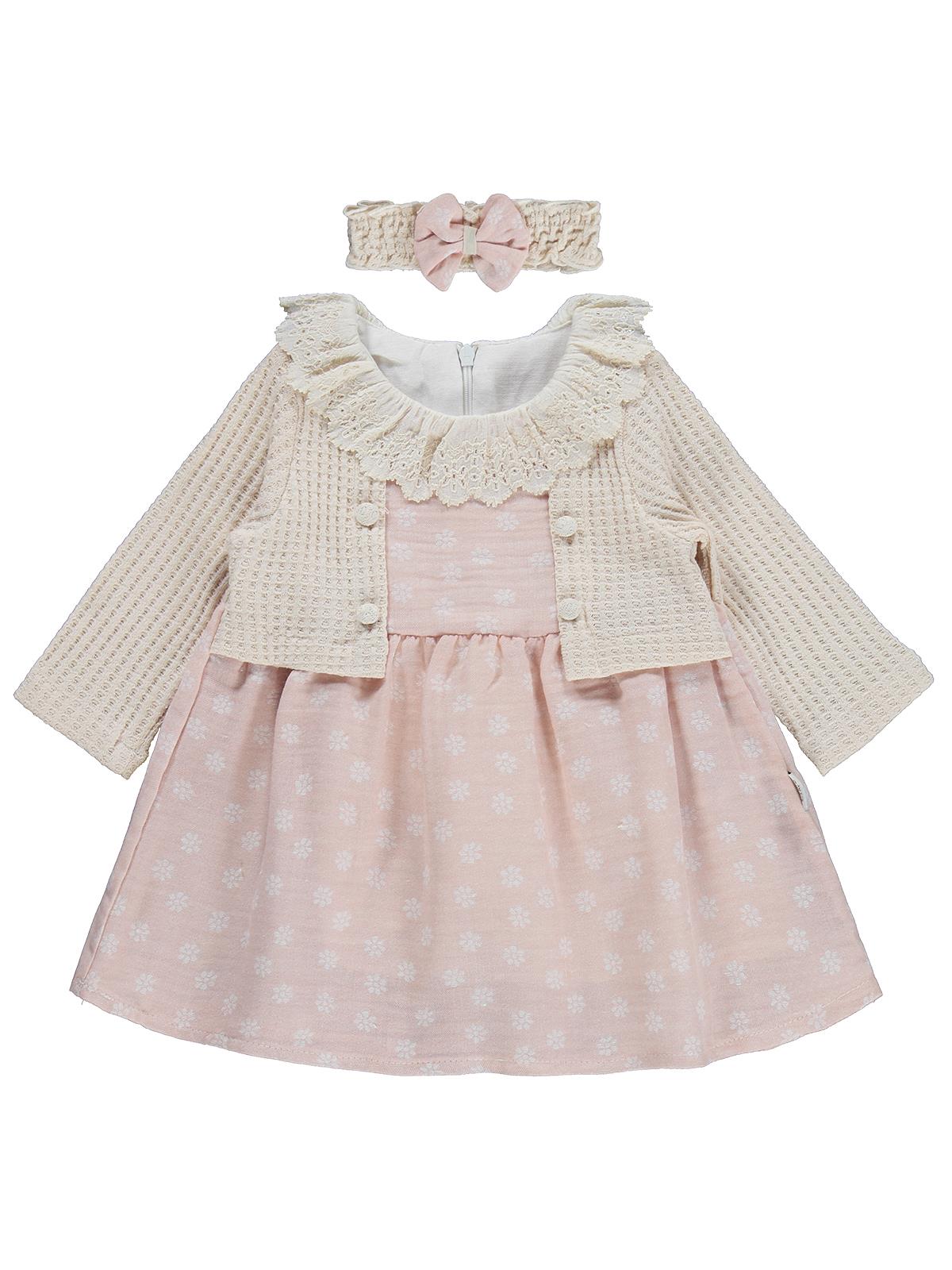 Kumru Süs Bolerolu Bandanalı 6-18 Ay Elbise - Pembe