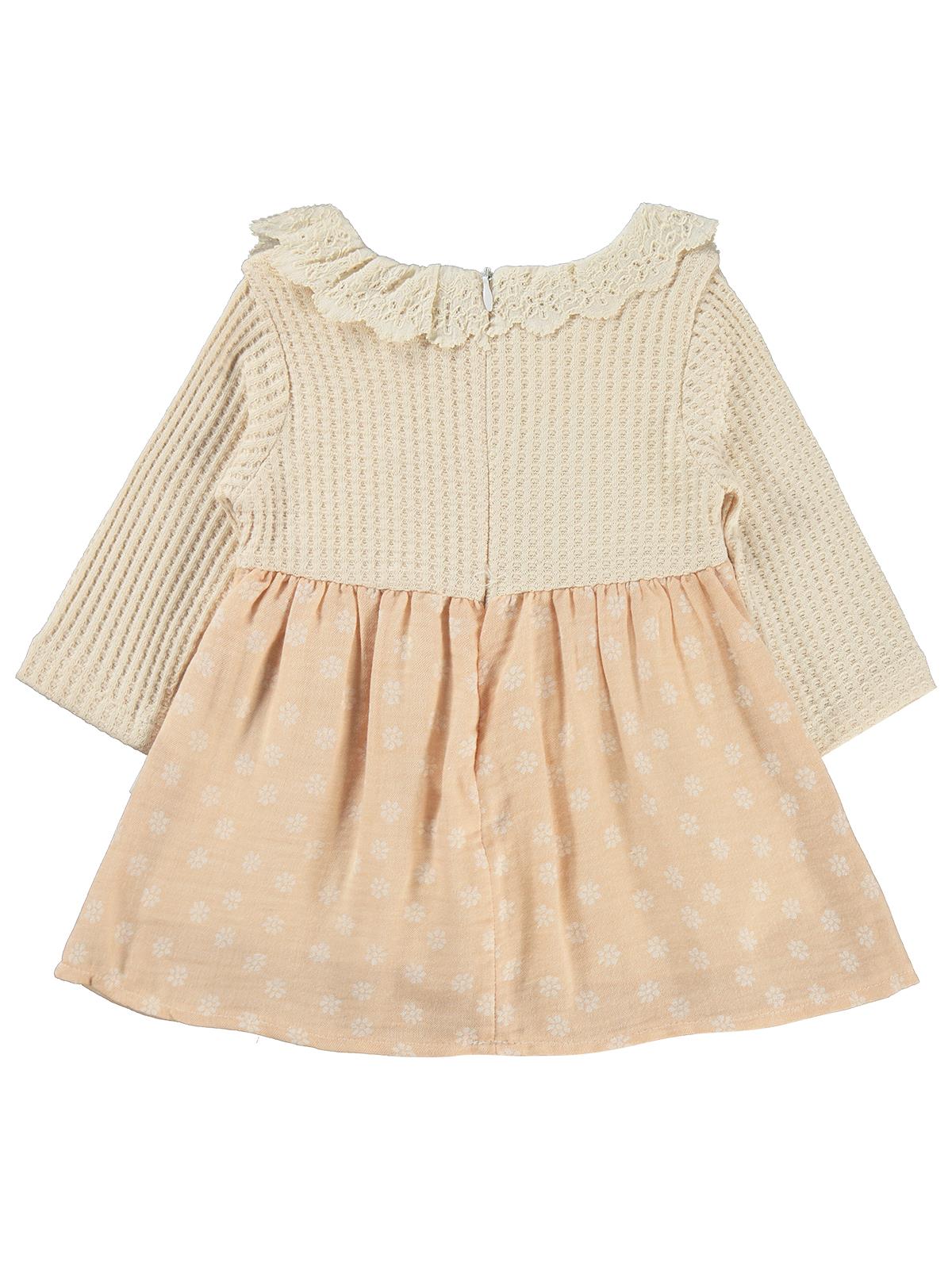 Lüks Kumru Tekstil Süs Bolerolu Bandanalı 6-18 Ay Elbise - Pudra