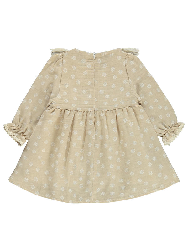 Kumru Roba Fistolu Bandanalı 6-18 Ay Elbise - Bej