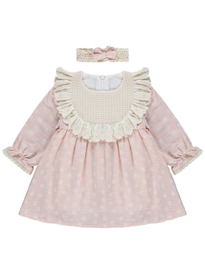 Kumru Roba Fistolu Bandanalı 6-18 Ay Elbise - Pembe