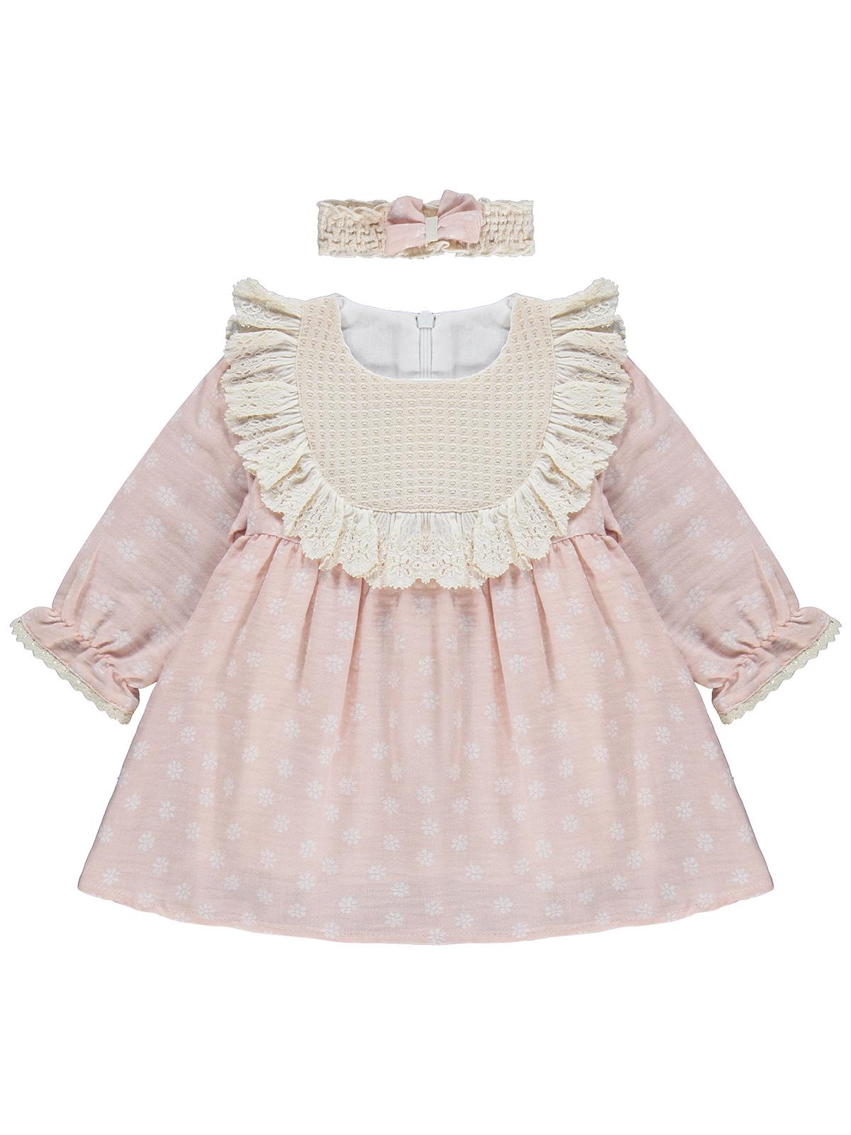 Lüks Kumru Roba Fistolu Bandanalı 6-18 Ay Elbise - Pembe