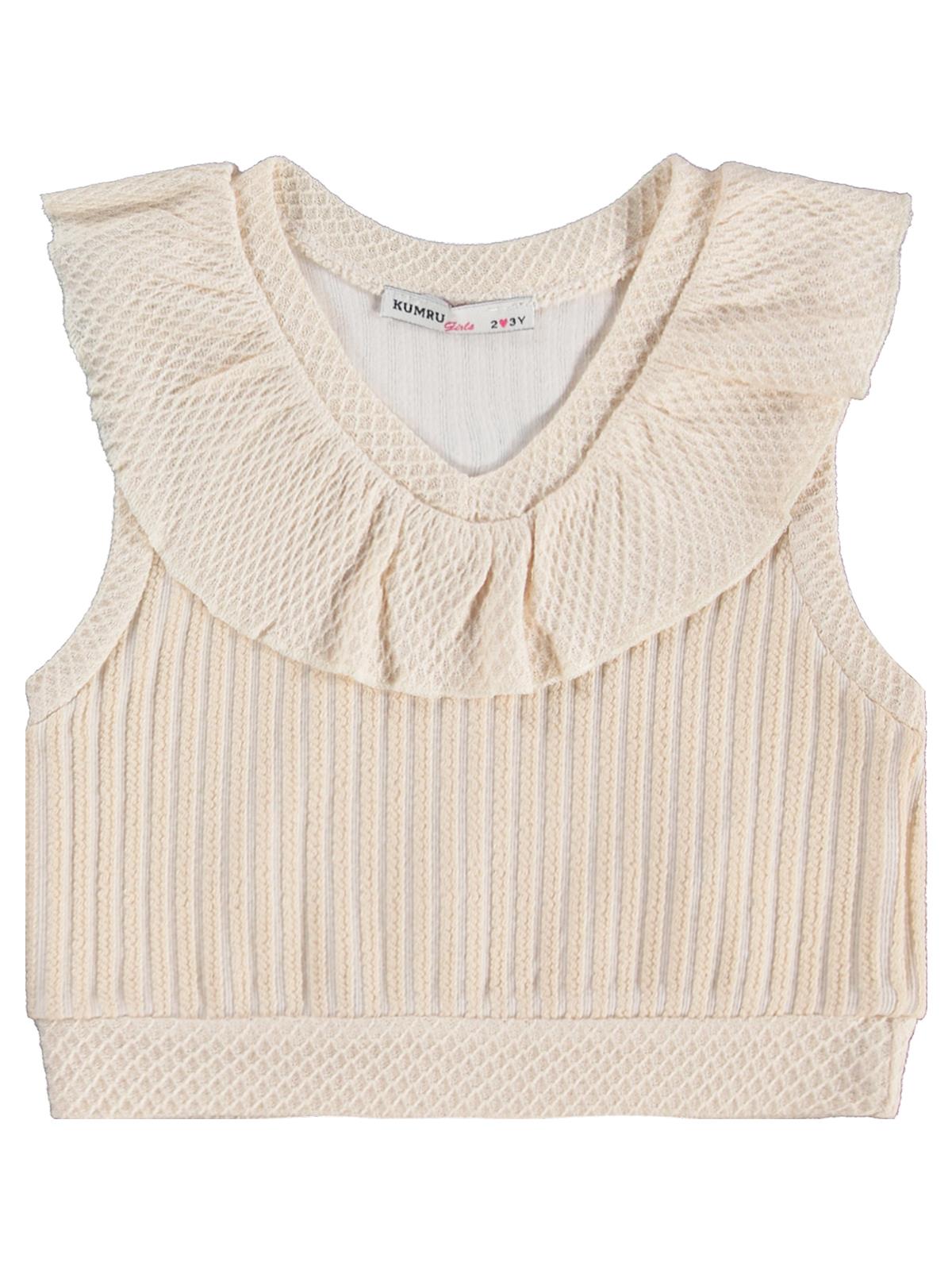 Civil Girls V Yaka Süeter Pantolon 3 Lü 2-5 Yaş Takım - Bej