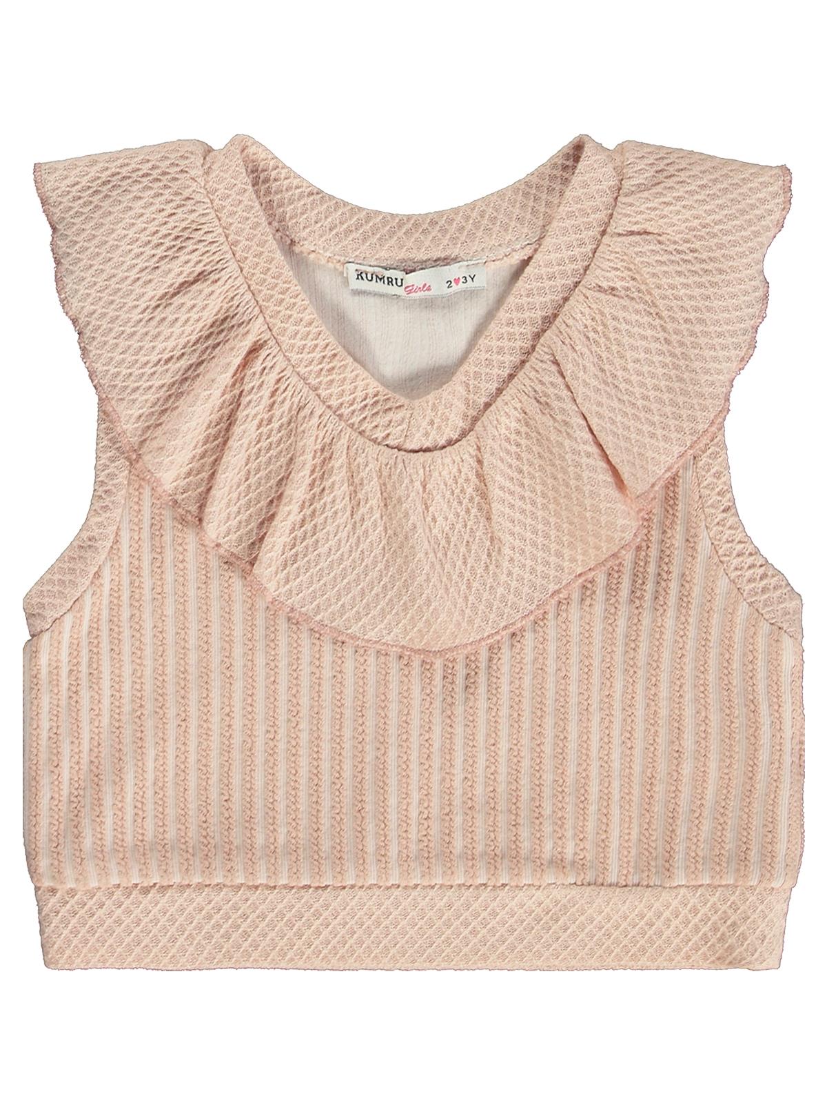 Civil Girls V Yaka Süeter Pantolon 3 Lü 2-5 Yaş Takım - Pembe