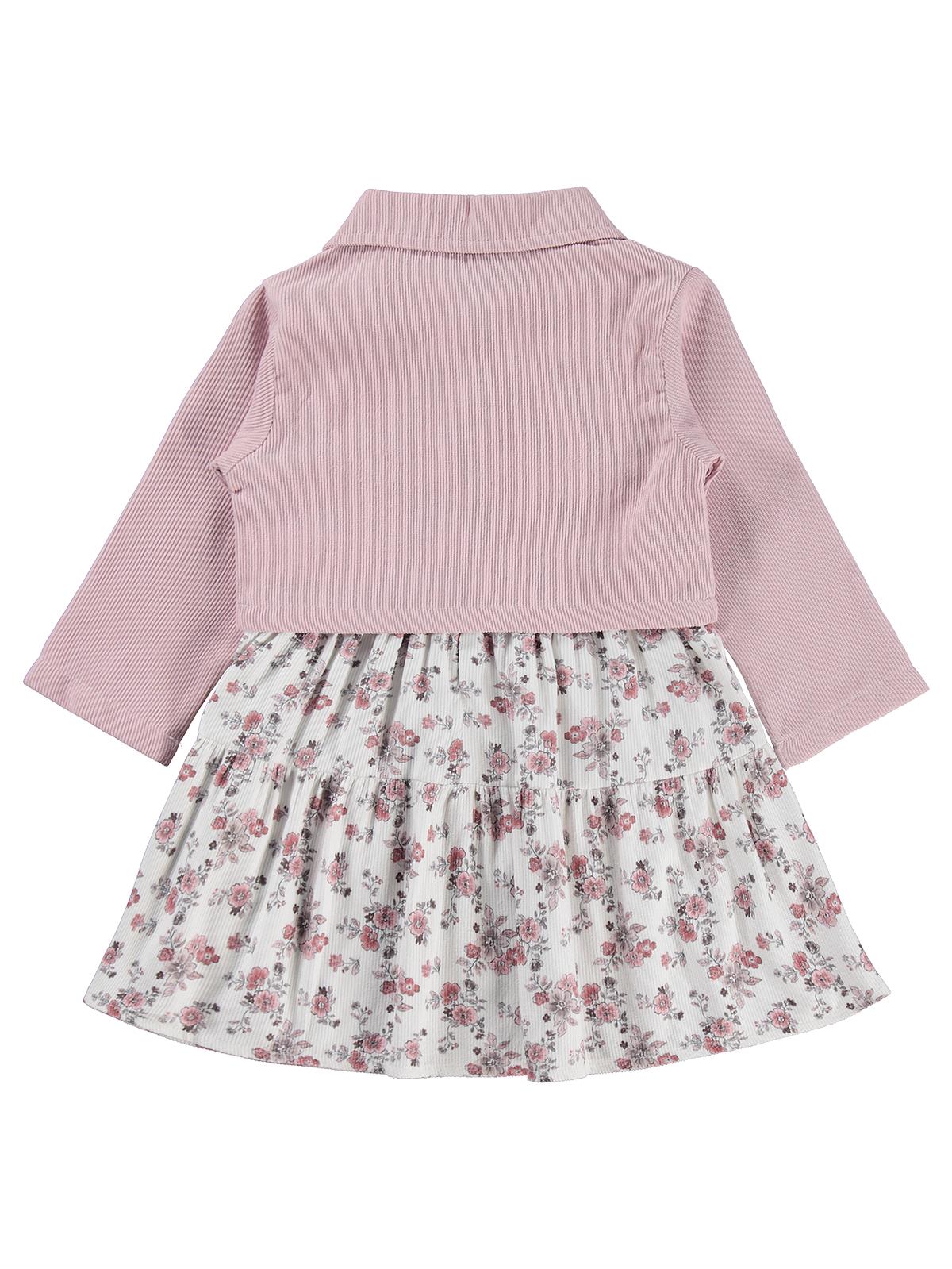 Civil Girls Ceketli Çiçekli 2 Li 2-5 Yaş Elbise - Pembe